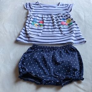 Carter's 2 Piece Set White Floral Top and Shorts